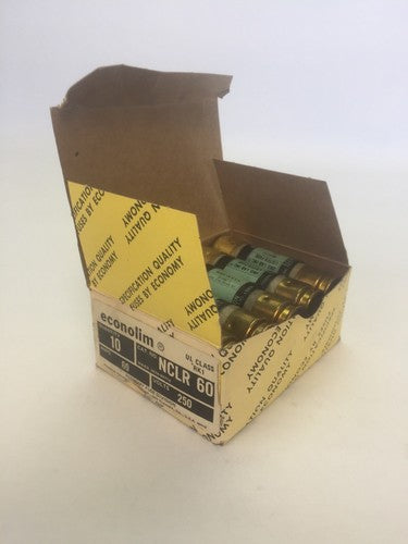ECONOLIM NCLR 60 CURRENT LIMITING CLASS RK1 FUSE 60AMP 250VAC  (LOT OF 10)0