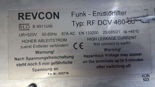 Revcon RF DVC 460 BLO B 9911056 520V 50-60HZ FILTER2