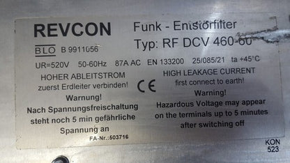 Revcon RF DVC 460 BLO B 9911056 520V 50-60HZ FILTER2