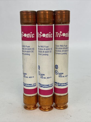 FERRAZ SHAWMUT TRS4R TRI-ONIC TIME DELAY FUSE 600V AC/DC 4AMP (LOT OF 3)3