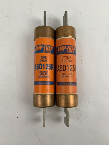 Gould Shawmut Amp-trap 2000 A6D125R 125A 600V Class RK1 Fuse "Lot of 2"0