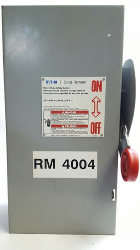 Cutler Hammer DH361FGK Heavy Duty Safety Switch 30 Amp 3 Pole 600 Vac w/3 Fuses0