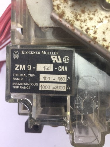 KLOCKNER MOELLER NZM9-250 CIRCUIT BREAKER 600VAC 250A SHUNT TRIP 120V 60HZ M9 3