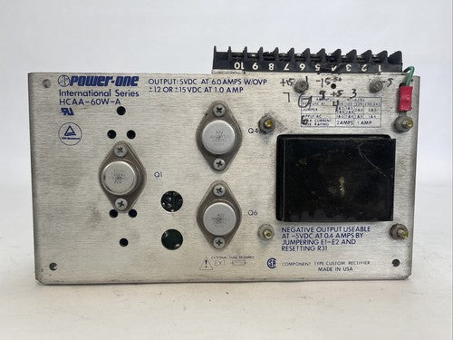UNICO 1685 POWER-ONE INTERNATIONAL SERIES HCAA-60W-A 307-107 OUTPUT 5VDC 6AMP W/0