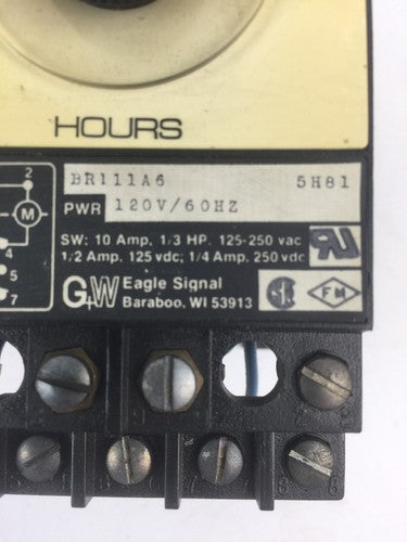 GW EAGLE SIGNAL BR111A6 TIMER 120V 60HZ 10A 125-250VAC 1/3HP 1/4A 250VDC1