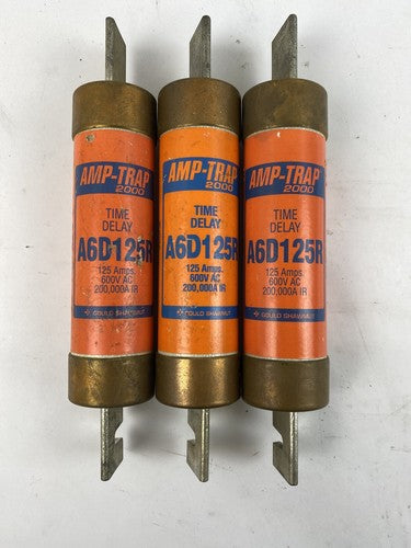 Gould Shawmut Amp-trap 2000 A6D125R 125A 600V Class RK1 Fuse "Lot of 3"0