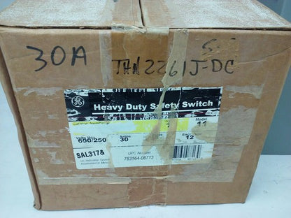 GE THN2261JDC H.D. SAFETY SWITCH 30A,600/250VDC, MODEL 10, TYPE 1,5,12 ENCLOSURE1