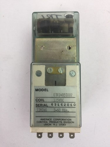 AGASTAT ETR14D3I002 RELAY COIL 125VDC TIMING 2-60 MIN.0