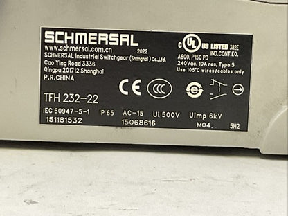 SCHMERSAL TFH 232-22 FOOT PEDAL AC-15 Ui 500V Uimp 6kV 240VAC 10A TYPE 51