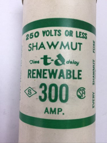 SHAWMUT RF300 TIME DELAY RENEWABLE FUSE 300AMP 250V1