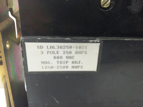 SQ. D LAL36250-1021 CIRCUIT BREAKER SHUNT TRIP,3P,250A,600V,MAG. TRIP 1250-2500A1