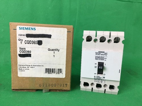 SIEMENS CQD CIRCUIT BREAKER CQD360 60AMP 480Y/277V 3P0