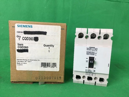 SIEMENS CQD CIRCUIT BREAKER CQD360 60AMP 480Y/277V 3P0