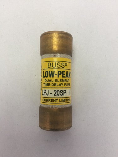 BUSS LPJ-20SP LOW-PEAK DUAL-ELEMENT TIME-DELAY FUSE 20A 600VAC/300VDC (LOT OF 3)0