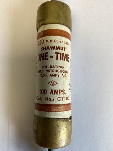 Shawmut One-Time OT100 100A 250V Fuse "Lot of 5"2