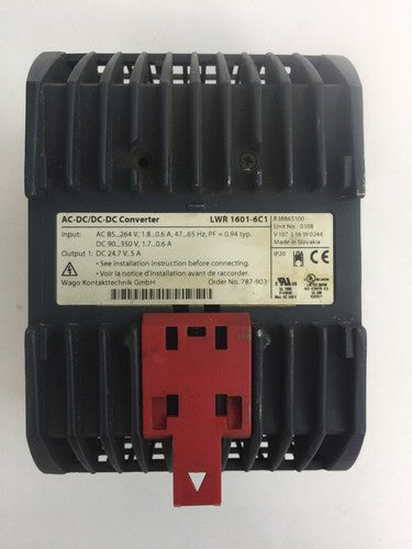 WAGO 787-903 AC-DC/DC-DC CONVERTER LWR 1601-6C1 OUTPUT 24.7VDC 5A INPUT 85-264VA2