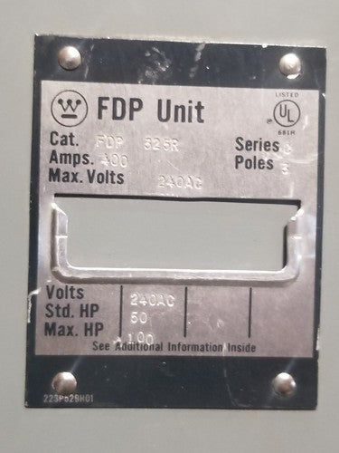 Westinghouse FDP-325R 400 Amp 240V FDP Unit Panelboard Switch 400A3