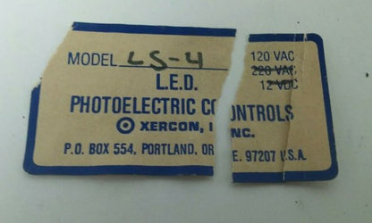 XERCON LS-4 EYE-BALL LIGHT SOURCE LIMIT SWITCH 120VAC, PHOTOELECTRIC CONTROLS1