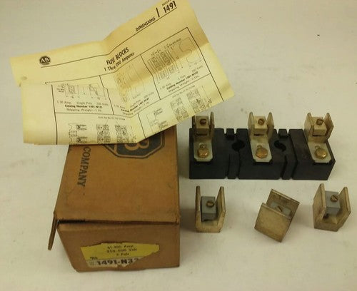 ALLEN BRADLEY 1491-N333 FUSE BLOCK,61-100A, 250- 600V, 3P, W/ X-410710, PARTS0
