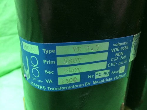 JASPERS VE 2.5 TRANSFORMER 480V-240V VA 25001
