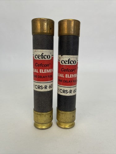 CEFCO CRS-R60 DUAL ELEMENT TIME DELAY CLASS RK5 60AMP 600VAC FUSE (LOT OF 2)0