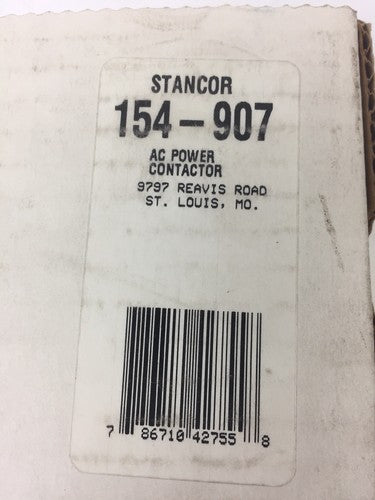 STANCOR 154-907 AC POWER CONTACTOR 154-C2A3 24V COIL 30 AMP0