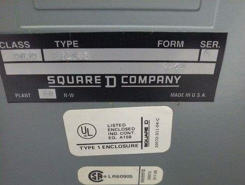 SQUARE D CLASS 9039 TYPE XG1V03, SER. A, 240V COIL RATING, TYPE 1 ENCLOSURE, NEW4