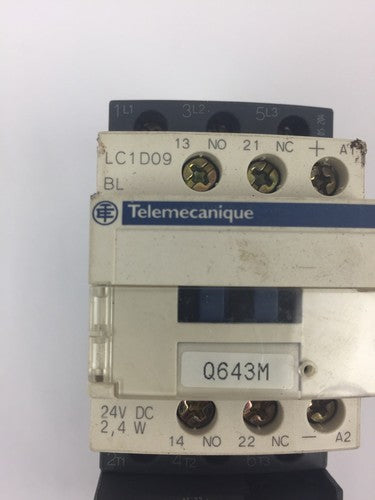 TELEMECANIQUE LC1D09BL CONTACTOR LRD07 OVERLOAD RELAY 1.6-2.5A LAD4TBDL 24V1