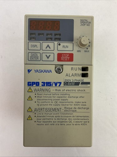 YASKAWA CIMR-V7AM20P2 AC DRIVE OUTPUT 3PH 0-230VAC 0-400HZ 1.6A INPUT 200-230VAC0