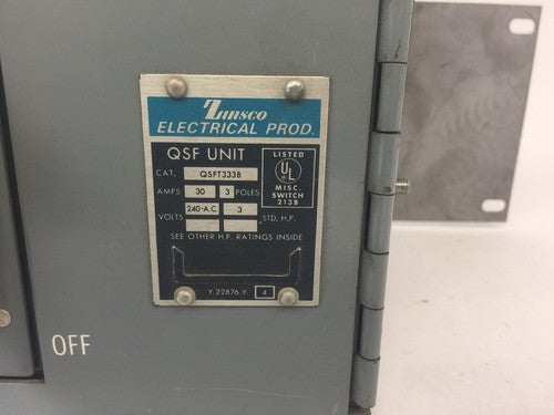 ZINSCO QSFT333B FUSIBLE TWIN PANELBOARD SWITCH 240VAC 30A 3 POLE2