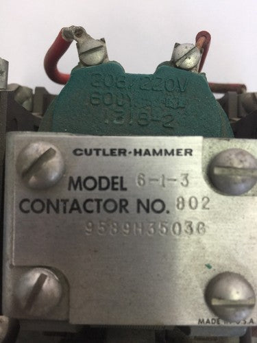 CUTLER HAMMER 9589H3503G STARTER MODEL 6-4-3 COIL 208/220V 60CY1