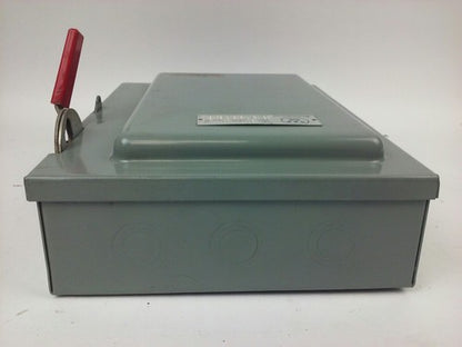 WESTINGHOUSE HF461 SAFETY SWITCH, 30A, 600V, 4P FUSIBLE, 25 H.P., NEW7