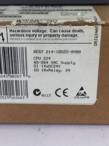 SIEMENS 6ES7-214-1BD22-0XB0 85-264VAC 14XDC24V 10XRELAY, 2A1