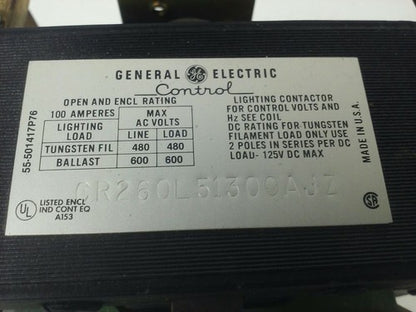 GE CR260L51300AJZ LIGHTING CONTACTOR AUTO OFF ON 100A 600V 120V COIL1