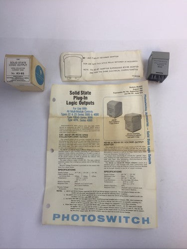 PHOTOSWITCH 63-65 SOLID STATE LOGIC OUTPUT OPEN COLLECTOR CURRENT SINK 0