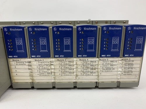 Hirschmann MS3124-4 Mice Switching Module with (6) MM2-4TX1 Media Modules2