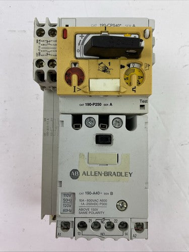ALLEN BRADLEY STARTER 190-A40 SER B COIL 120V 190-P250 SER A 190-A11-11 SER A0