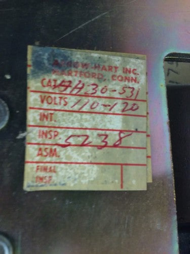 ARROW HART AH30-531-U20 CONTACTOR, 3P, 300A, 600V,SIZE 5,120V COIL,CONTACTS GOOD6