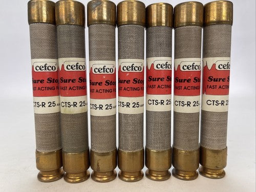 CEFCO CTS-R 25 CURRENT LIMITING CLASS RK-1 FUSE 25AMP 600VAC (LOT OF 7)0