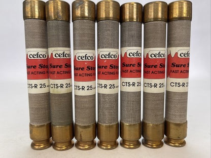 CEFCO CTS-R 25 CURRENT LIMITING CLASS RK-1 FUSE 25AMP 600VAC (LOT OF 7)0