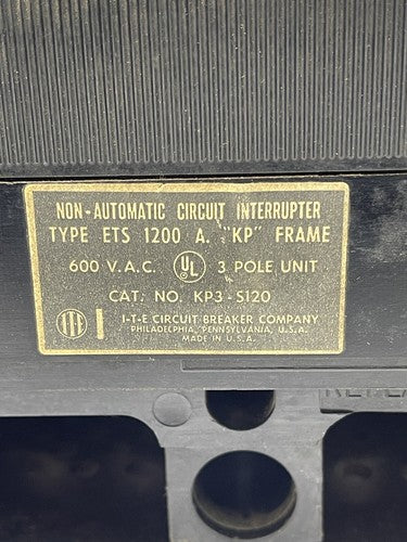 ITE / SIEMENS - KP3-S120 - CIRCUIT BREAKER - 1200 AMP, 600 VAC, 3 POLE2