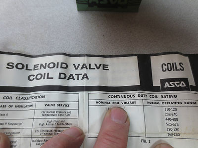 ASCO 27-476-1 SOLENOID VALVE COIL - 115/60 - NEW SURPLUS6