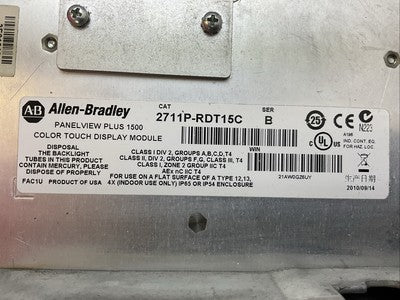 ALLEN BRADLEY 2711P-RDT15C SER B PANELVIEW PLUS 1500 2711P-RP8D SER A 24VDC3