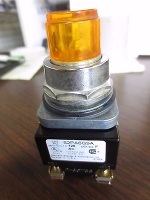 SIEMENS 52PA6G9A ILLUMINATED PUSH-TO-TEST PILOT LIGHT, AMBER Ser. F 120VAC5