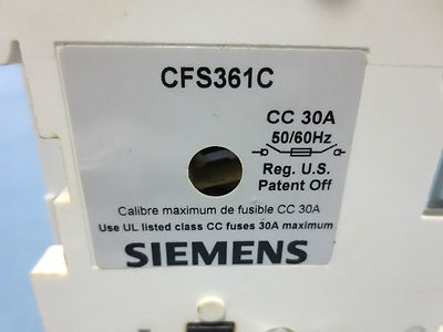 SIEMENS CFS-CC-30A DISCONNECT SWITCH 30AMP 3POLE 600VAC 250VDC1