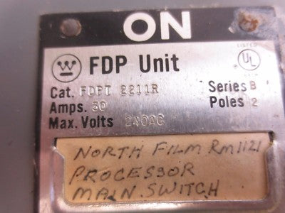 WESTINGHOUSE FDPT2211R TWIN PANEL SWITCH / FDP UNIT - 240VAC, 30A, 2-POLE1