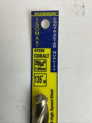 EAZYPOWER 87224 COBALT 29/64" 11.64mm 135°sp ISOMAX DRILL BIT CONTRACTOR QUALITY1