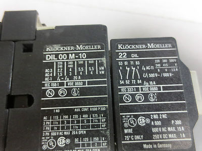 KLOCKNER-MOELLER DIL 00 M-10 + 22 DIL + Z 00-10 RELAY / CONTACTOR ASSEMBLY4