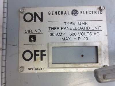 GENERAL ELECTRIC THFP361 - TYPE QMR PANELBOARD UNIT TWIN PANEL SWITCH 600V, 30A6