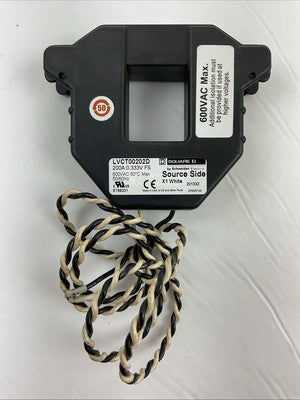 SQUARE D LVCT00202D CURRENT TRANSFORMER SPLIT CORE 200A:0.333V FS 600VAC 50/60HZ0